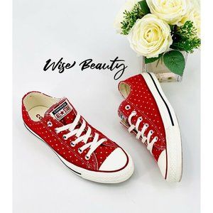 CONVERSE CTAS Sneakers Women’s Size 8.5 Athletic Shoe Red Perforated Stars